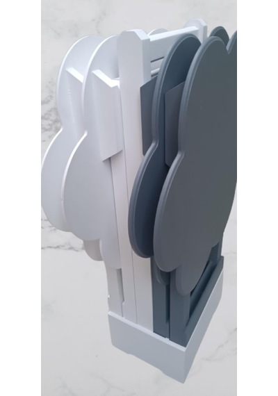 1448bng90112çanta Zigon Sehpa Papatya Dörtlü Model Ahşap Mdf Beyaz Ve Gri Renk Uyum El Yapım