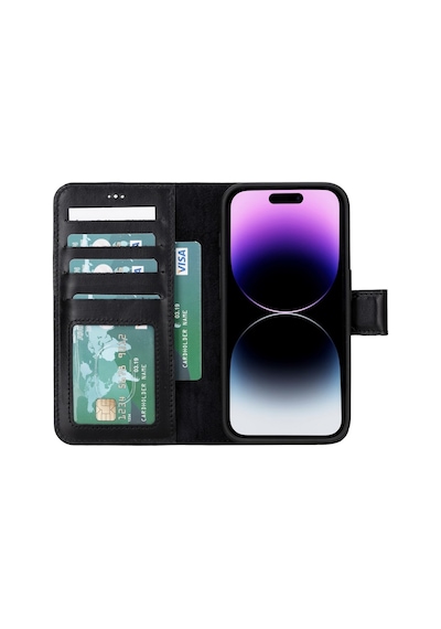 Apple Uyumlu   iPhone 15 Pro Deri Cüzdanlı Kılıf   Mwwn Rst1 Siyah