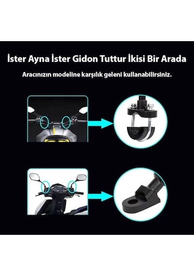 Ga12 Motosiklet Bisiklet Telefon Tutucu İster Ayna İster Gidon Tuttur İkisi Bir Arada Şok Emici Damperli 2 Mixed