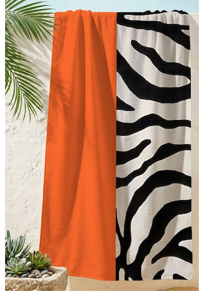Zebra Desenli Turuncu Siyah Plaj Havlusu - Animal Print Havuz Deniz Banyo Hızlı Kuruyan Sahil Örtüsü Pastel Yasemin Zebra Desenli Turuncu Siyah Plaj Havlusu - Animal Print Havuz Deniz Banyo Hızlı Kuruyan Sahil Örtüsü Pastel Yasemin