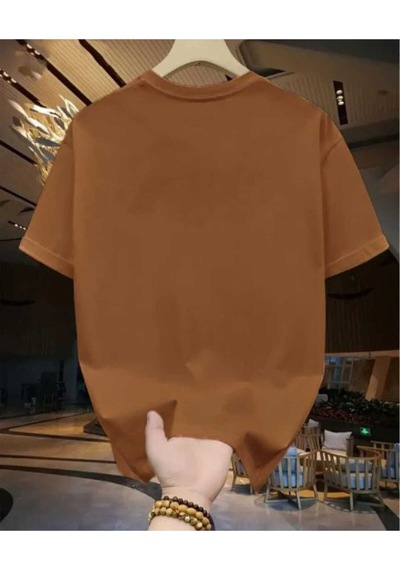 Kozia Outdoors Malkoçbey Houston Baskılı Oversize Unisex Basic T-şihirt Kahverengi Kahverengi