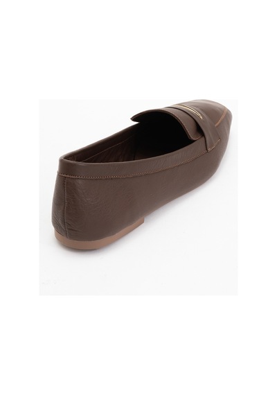 Luvishoes Luvi Shoes Irıdessa Kahverengi Cilt Hakiki Deri Tokalı Küt Burun Kadın Loafer Ayakkabı Kahverengi Deri