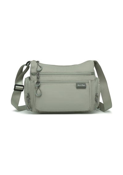 Smart Bags Açık Gri Orta Boy Çok Cepli Su Geçirmez Ultra Hafif Kumaş Kadın Çapraz Çanta