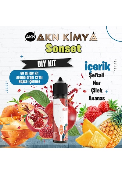 Sonset Dıy Kit Şeftali Çilek Ananas Gıda Aroması %20 Oranda Aroma İçerir Hazır Değildir 60 Ml