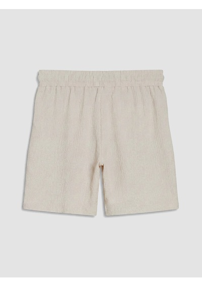 Lcw Comfort Bej Beli Lastikli Dokulu Kadın Şort