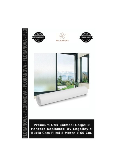Premium Ofis Bölmesi Gölgelik Pencere Kaplaması Uv Engelleyici Buzlu Cam Filmi 5 Metre X 60 Cm.