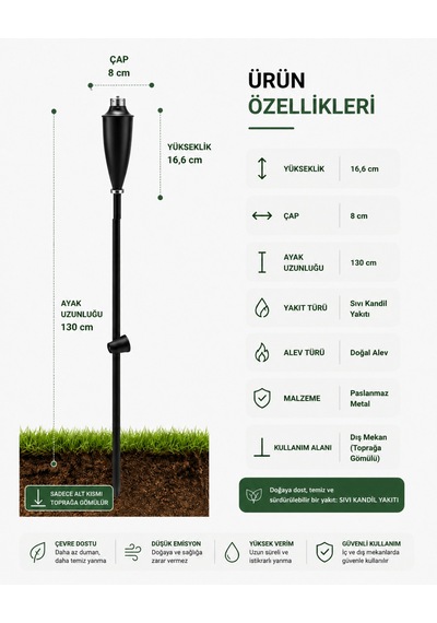 Ember Metal Meşale Siyah