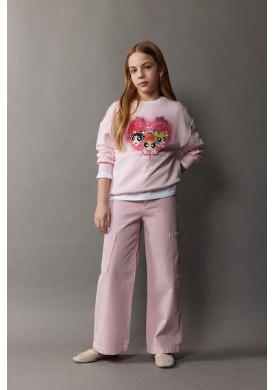 DeFacto Kız Çocuk Wide Leg Kargo Geniş Paça Jean Pantolon C0451A825SMPN122 Pembe