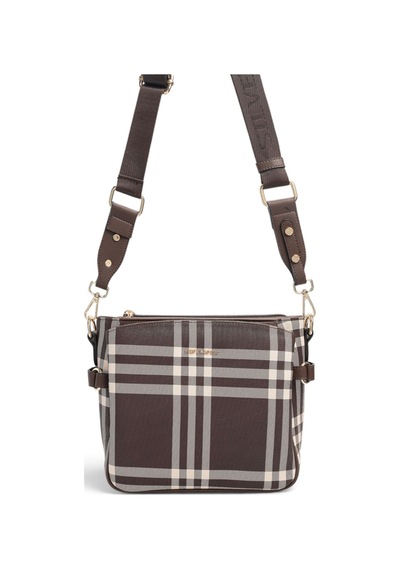 Silver & Polo Silver Polo Kahve - Kahve Çizgili Ekose Kadın Çapraz Çanta Sp884