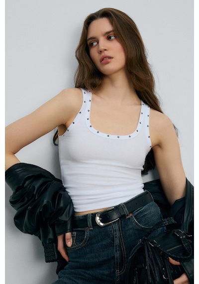 Ethıquet Lıllesol Kadın Fitilli Görünümlü Slim Fit Vücuda Oturan Havuz Yakalı Pamuklu Basic Beyaz Ta Ethıquet Lıllesol Kadın Fitilli Görünümlü Slim Fit Vücuda Oturan Havuz Yakalı Pamuklu Basic Beyaz Ta