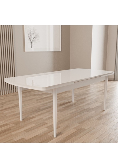 Merona Beyaz 80x132 Mdf Ahşap Ayaklı Açılır Mutfak Masası, Yemek Masası, Salon Masası Beyaz Merona Beyaz 80x132 Mdf Ahşap Ayaklı Açılır Mutfak Masası, Yemek Masası, Salon Masası Beyaz