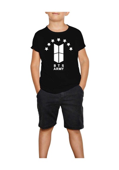 Zepplin Giyim Bts 7 Yıldız Logo Siyah Çocuk Tişört