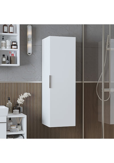 Likya Banyo Dolabı Mat Mdflam 114 Cm Banyo Boy Dolabı Beyaz