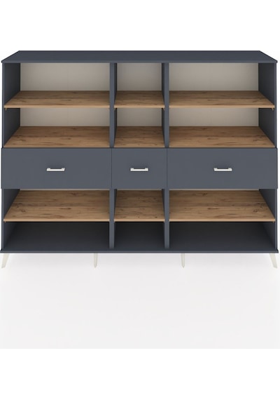 Hyperion Dolap 9 Raflı 3 Çekmeceli 220x44x163 Antrasit-çam/antra Antrasit-çam/antrasit