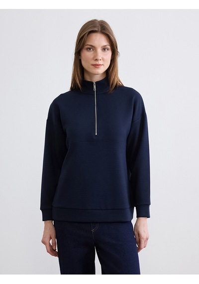 Lcw Comfort Lacivert Dik Yaka Soft Touch Kadın Sweatshirt