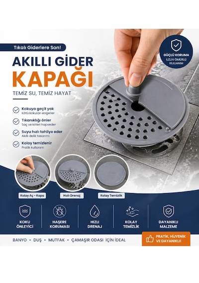 Aç Kapa Twist Gider Süzgeci Antrasit Gri Lavabo, Banyo Ve Mutfak İçin Pratik Filtre 1 Adet Antrasit - Gri