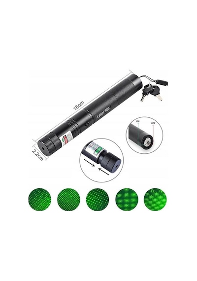 Powermaster Om-120118650 Pilli Şarjlı Anahtar Emniyetli Yeşil Lazer Pointer 50 Km