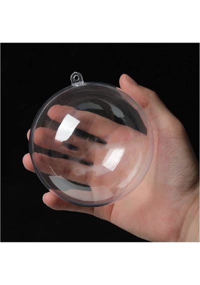 Şeffaf Mika Küre - Asılabilir Plastik Top - 12 cm