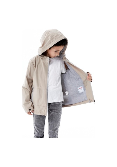 Benitto Kids Erkek Çocuk Kapüşonlu Mevsimlik Yağmurluk 51366 Bej