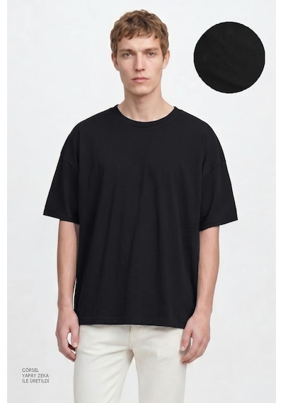 Ac&Co / Altınyıldız Classics Erkek Sıyah Pamuklu Nefes Alan Terletmez Oversize Fit Rahat Kesim Bisiklet Yaka Tişört SIYAH Ac&Co / Altınyıldız Classics Erkek Sıyah Pamuklu Nefes Alan Terletmez Oversize Fit Rahat Kesim Bisiklet Yaka Tişört SIYAH