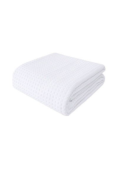 Beyaz Tek Kişilik Otel Tipi %100 Pamuk Koton Pike Örtüsü 160 220 Cm Beyaz