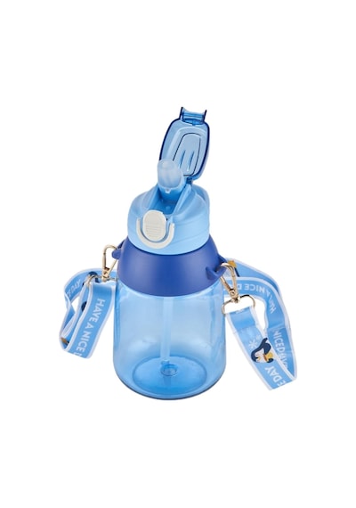 Vagonlife Taşıma Askılı Pipetli 800 Ml Çocuk Su Matarası Sticker Hediyeli Mavi Diğer