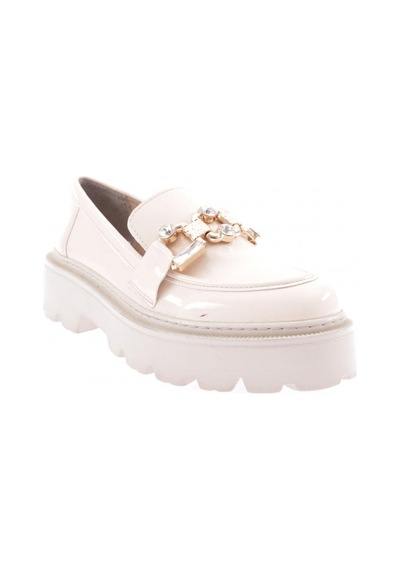 Dgn 1001 Kadin Kristal Taşli Aksesuarli Loafer Ayakkabi 1001-2231-R0178 Bej Rugan
