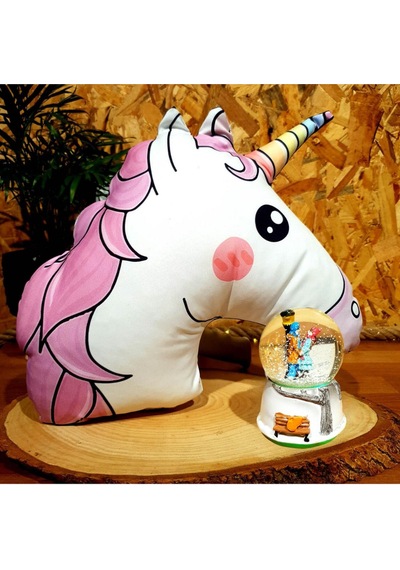 3d Unicorn Puf Yastık Ve Işıklı Ve Müzikli Kar Küresi