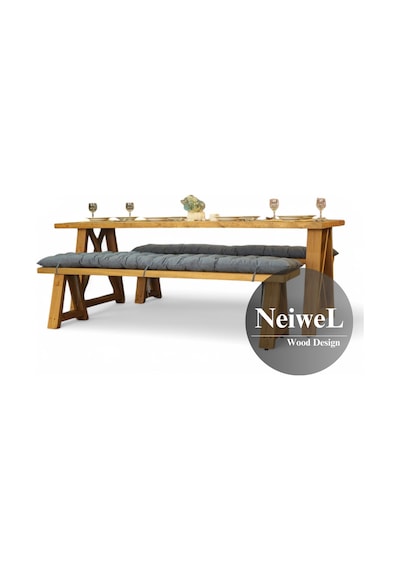 Neiwel Pina Doğal Ahşap Banklı Mutfak Ve Yemek Masası Takımı-120-280 Takım Açık Ceviz Neiwel Pina Doğal Ahşap Banklı Mutfak Ve Yemek Masası Takımı-120-280 Takım Açık Ceviz