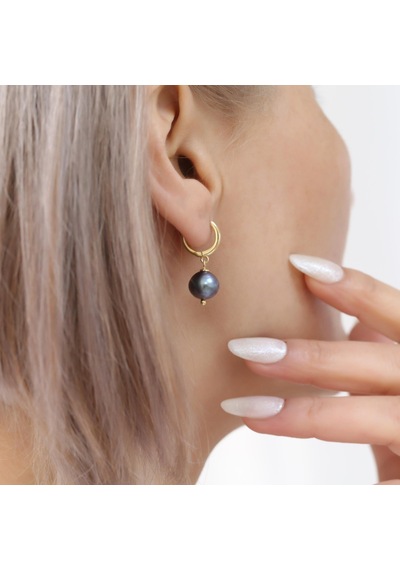 925 Ayar Gümüş Barock Ocean Blue Tatlısu İncisi Küpe-10mm
