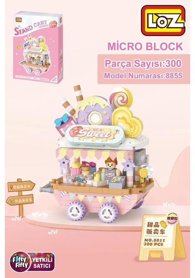Loz Micro Block Serisi Donut Arabası 300 Parça Oyuncak Yapım Seti Fflz-8855