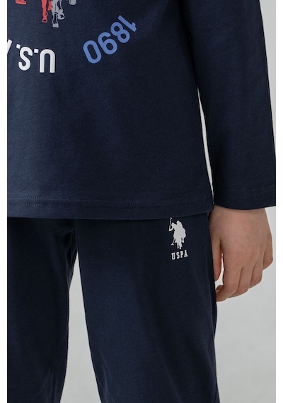 U.S. Polo Assn. Erkek Çocuk Pijama Takımı Baskılı Lacivert Uzun Kol Pijama Takımı Us2638-c-v1 Us2638-c-v1