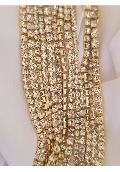 Çoklu Döküm Su Yolu Rhinestone Gold Renk Kristal Bileklik Altın