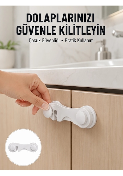 4 Adet Bebek Güvenlik Dolap Kilidi Çift Taraflı Bantlı Kolay Montajlı Emniyet Seti Yeni Nesil Çok Renkli