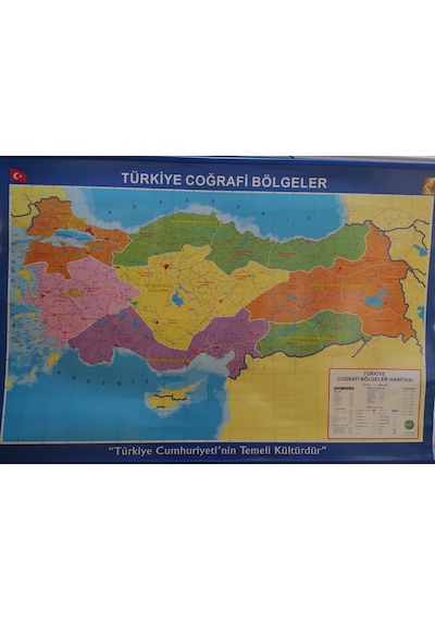 Artı Türkiye Coğrafi Bölgeler Haritası 70X100