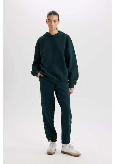 Defacto Standart Boy Beli Paçası Lastikli Cepli Basic Düz Kalın Kumaş Jogger Eşofman Altı D9934AX24WNGN465 Yeşil