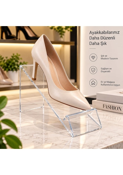 Ayakkabı Ve Terlik Standı Pleksi Şeffaf 10 Lu