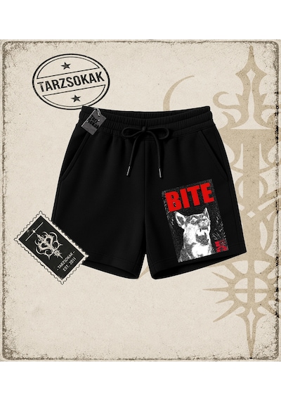 Tarzsokak Gotik & Grunge Streetwear Bıte Fear Unisex Şort Siyah