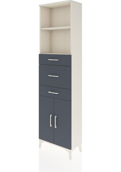 Arges Dolap 3 Raflı 3 Çekmeceli 2 Kapaklı 60x30x221 Aytaşı-antrasit Aytası