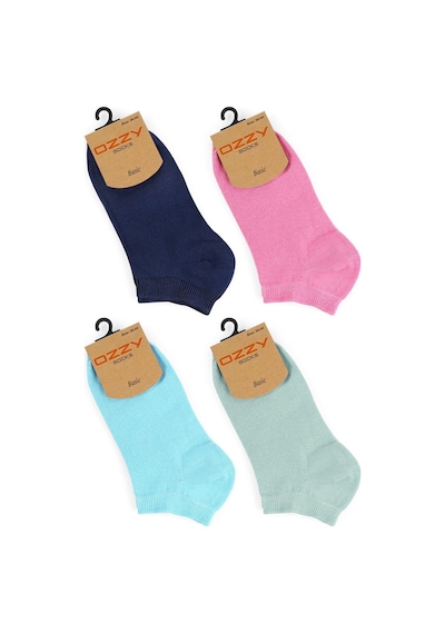 Ozzy Socks 4lü Ekonomik Pamuklu Renkli Kadın Patik Mavi