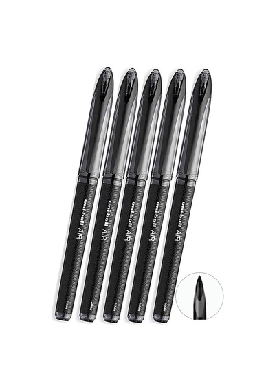 Siyah Pilot Kalem 5 Adet Uniball Air Mikro 0.5 Mm Roller Pilot Kalem Uba-188-m Roller Uçlu Likit Mürekkep Jel Kalem Siyah