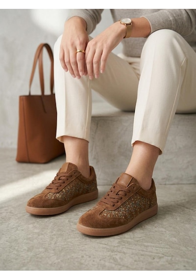 Venüs 2609922k Kadın Hakiki Deri Süet Desenli Sneaker Ayakkabı Taba