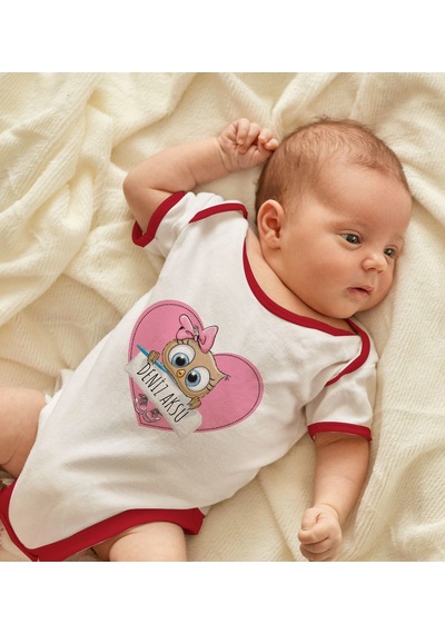 Bk Gift Bk Kids Kişiye Özel İsimli Kırmızı Bebek Body Zıbın-43 12-18 Ay
