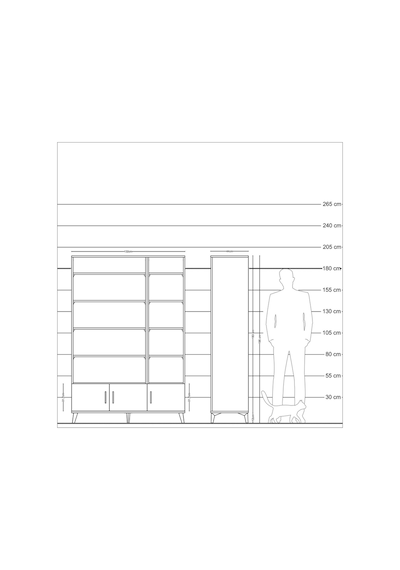 Hyperion Dolap 10 Raflı 3 Kapaklı 132x44x195 Çam-çam/çam Çam