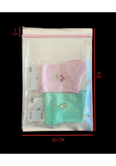 Hg Ambalaj 100 Adet 20x30 Cm Bantlı Opp Jelatin Poşet, Şeffaf Poşet 20x25+5 Cm