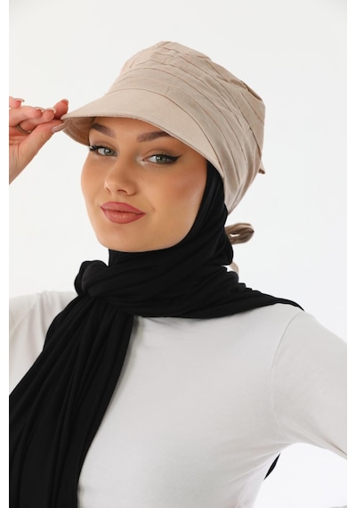Elif İç Giyim Safari Bağlamalı Pudra Siperli Bandana Vizör Pudra