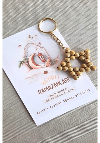 5 Adet Gold Yaldızlı Anahtarlık - Ramazan Hediyesi - Konsept Hedi