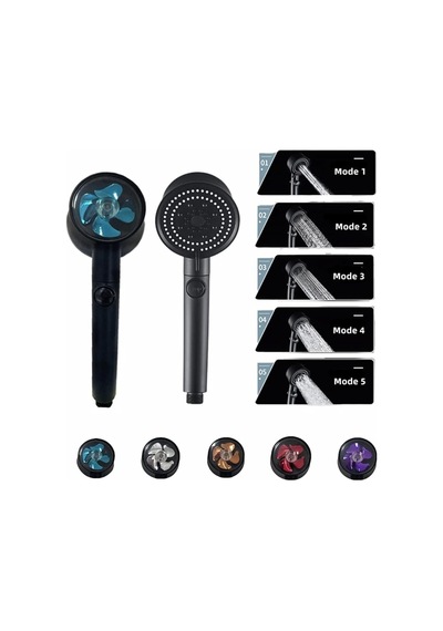 Mayaglory Turbo Fan 5 Fonksiyonlu Su Tasarruflu Dus Basligi Turbo El Dusu Siyah Sku: Smg8690010147899