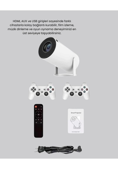 Kablosuz Projeksiyon Cihazı 4k Destekli Hdmı Usb Oyun Uyumlu 47507944