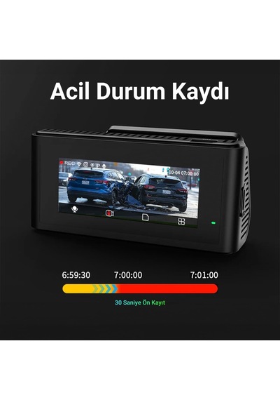 D11 2 Kameralı Ön/arka 4k+1080p Sony Starvıs Sensörlü Yapay Zeka Destekli Wi-fi Gps'li Araç Kam
